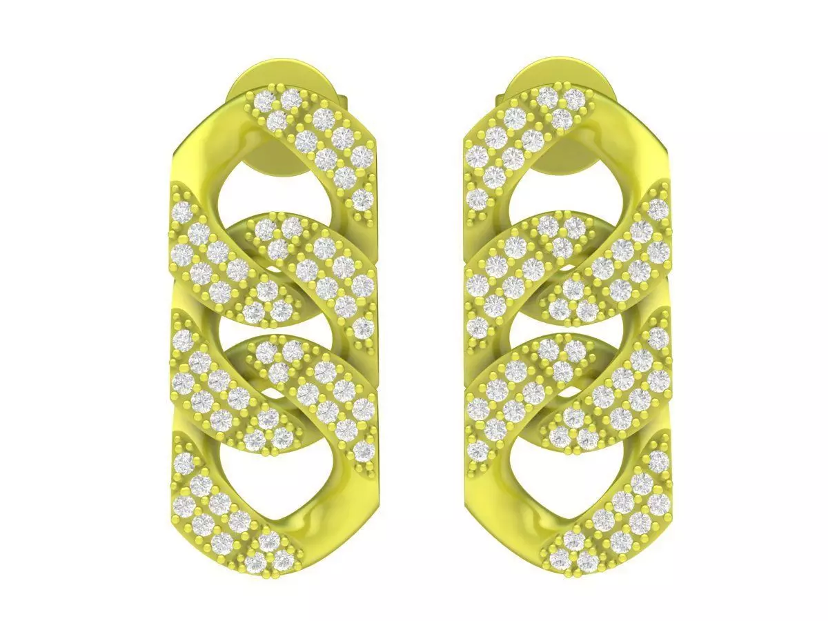 Elegant Intertwined Chain Diamond Earrings for Women 4043 3D print model