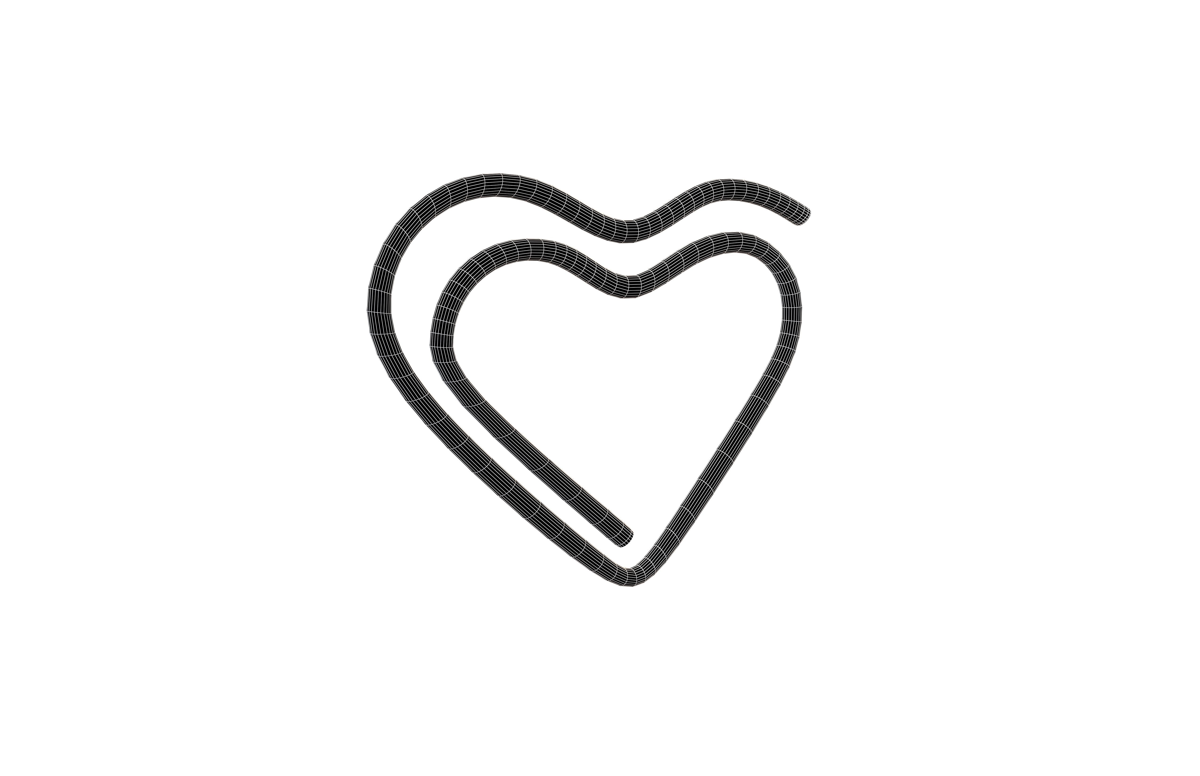 Heart Paper Clip v1 003 Low-poly 3D model_5