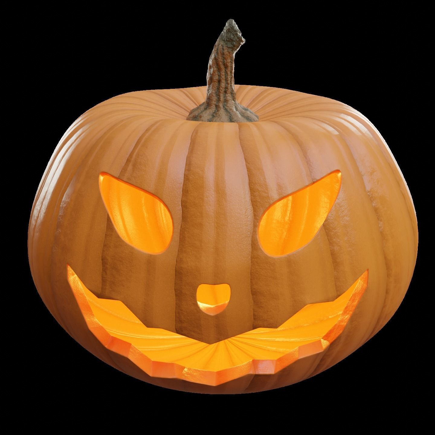 Halloween Pumpkin with face Jack-o-Lantern Low-poly 3D model_4