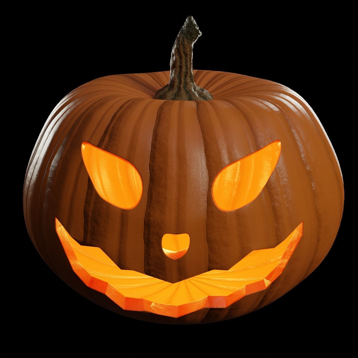 Halloween Pumpkin with face Jack-o-Lantern Low-poly 3D model_3