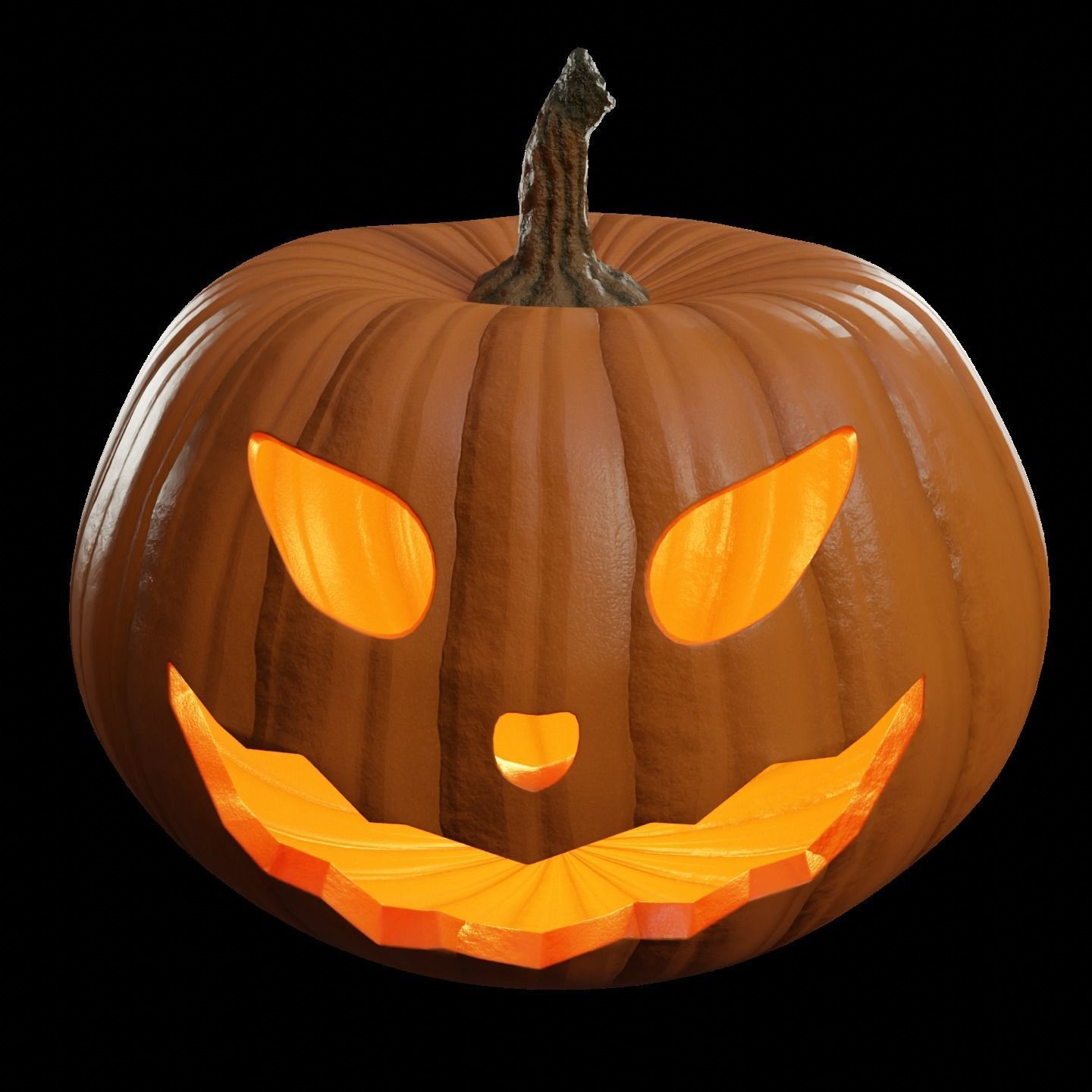 Halloween Pumpkin with face Jack-o-Lantern Low-poly 3D model_5