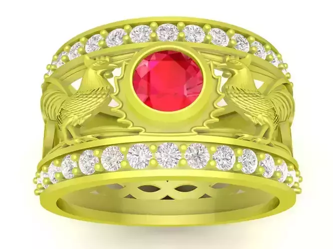 zodiac diamond rooster ring 4044