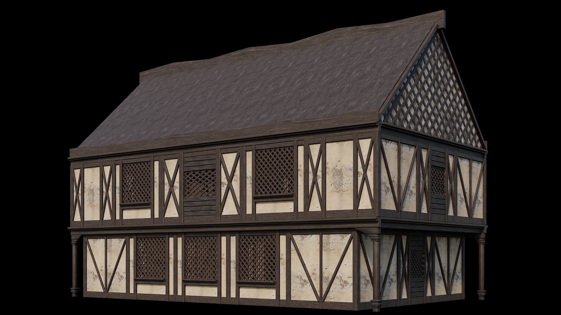 Medieval Houses Pack 41-42-43-44-45 - 4K Textures Game Ready Low-poly 3D model_20