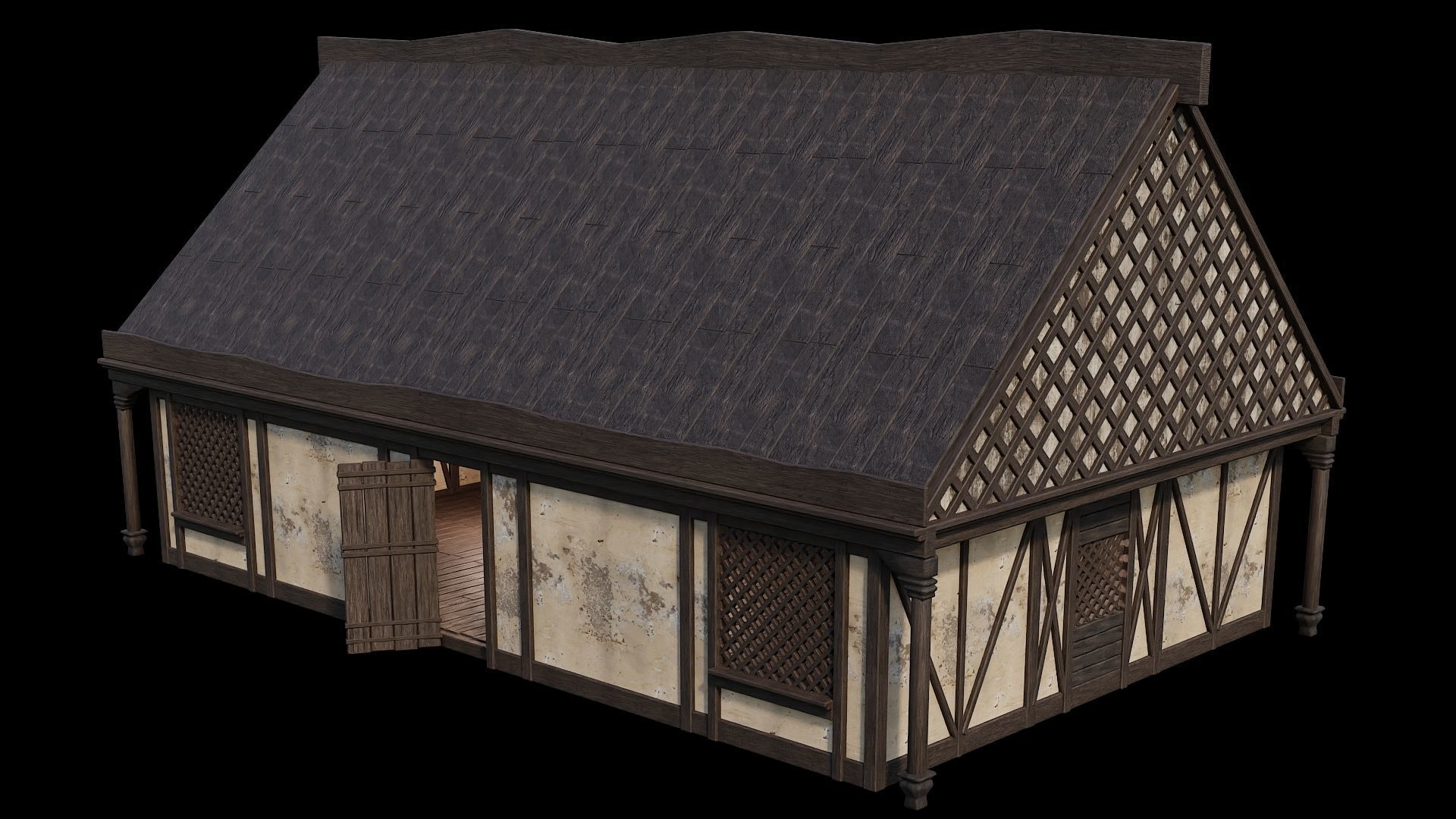 Medieval Houses Pack 41-42-43-44-45 - 4K Textures Game Ready Low-poly 3D model_17