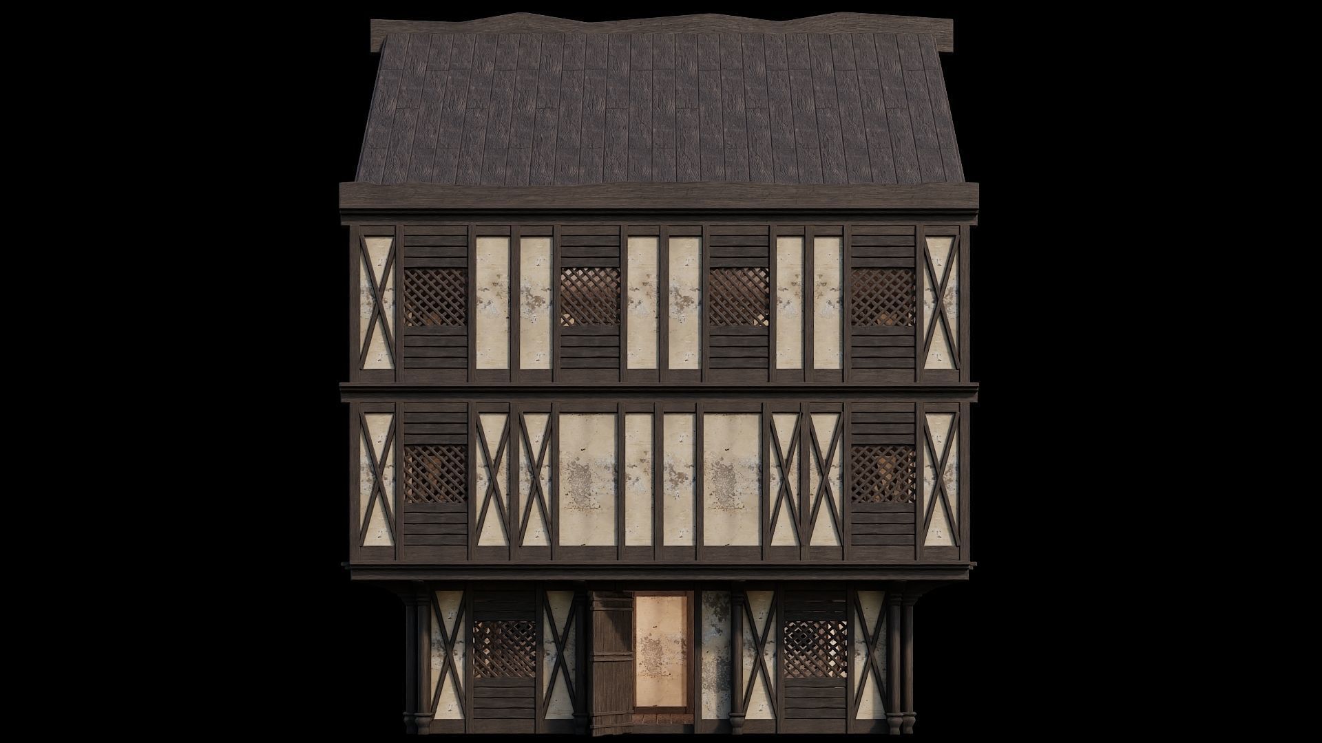 Medieval Houses Pack 41-42-43-44-45 - 4K Textures Game Ready Low-poly 3D model_49