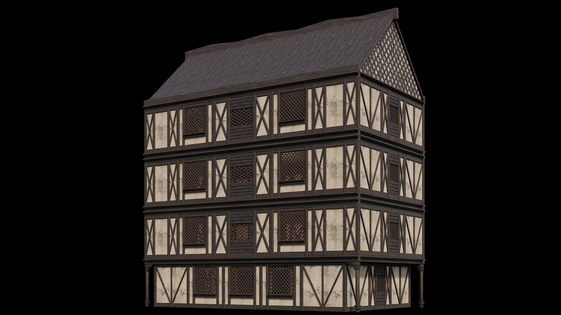 Medieval Houses Pack 41-42-43-44-45 - 4K Textures Game Ready Low-poly 3D model_59