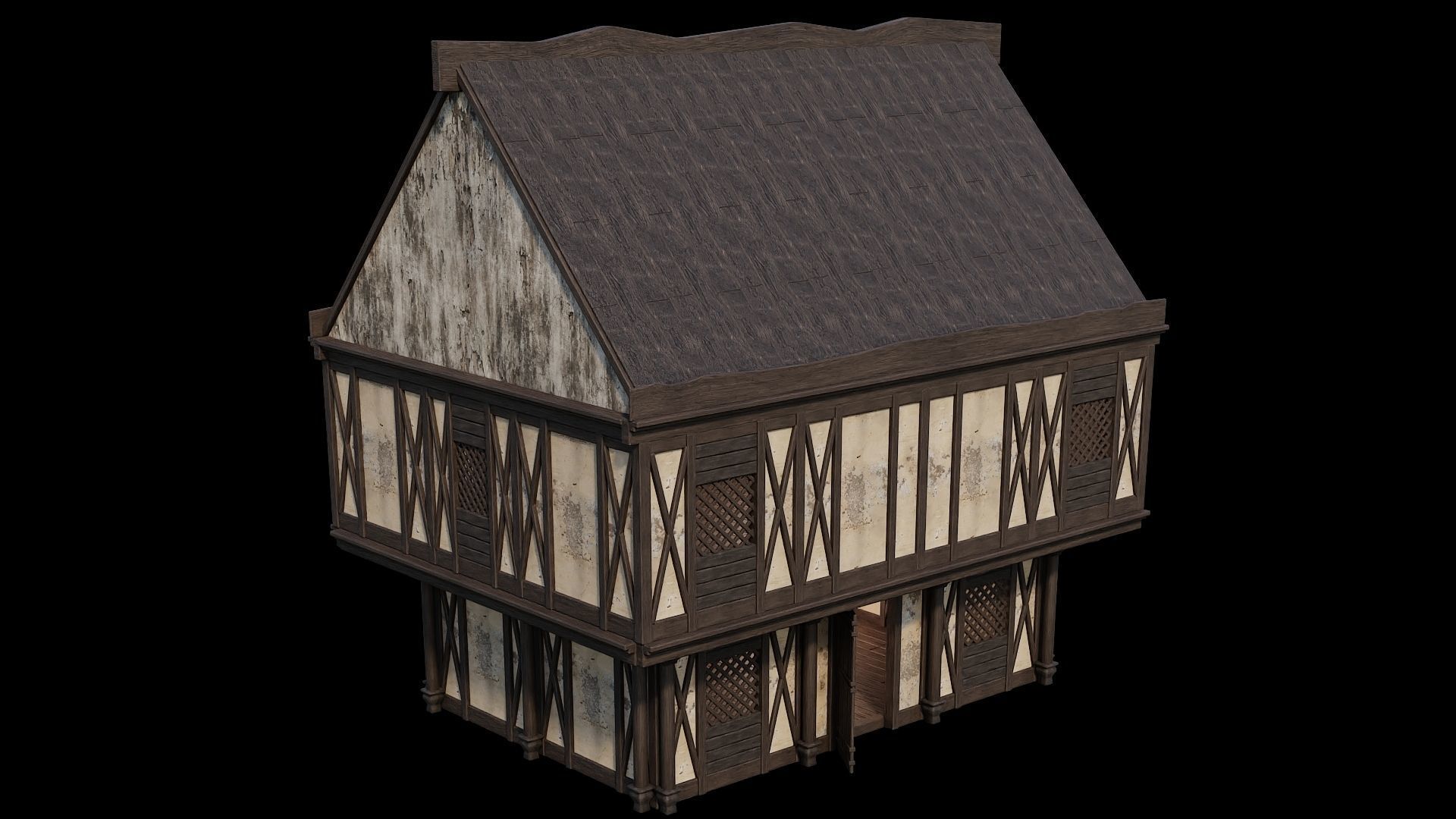 Medieval Houses Pack 41-42-43-44-45 - 4K Textures Game Ready Low-poly 3D model_40