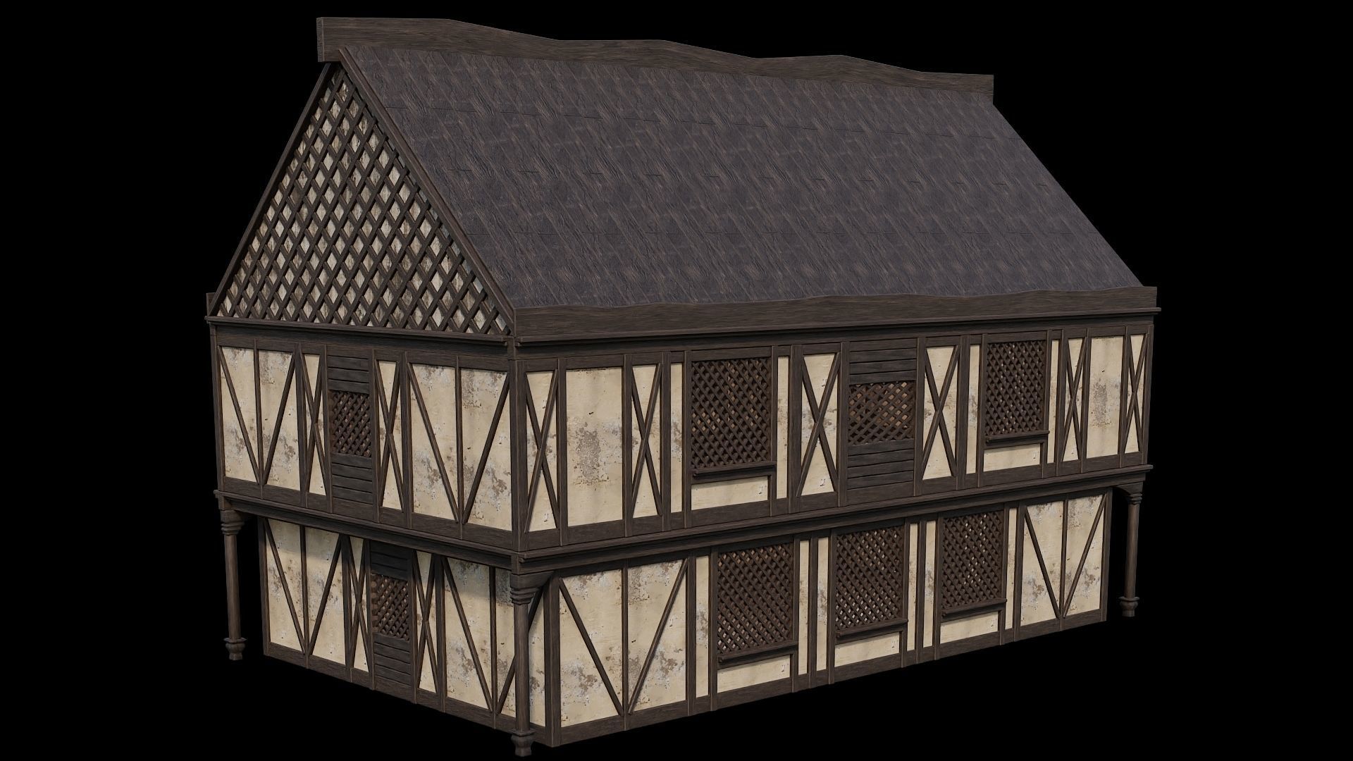 Medieval Houses Pack 41-42-43-44-45 - 4K Textures Game Ready Low-poly 3D model_29