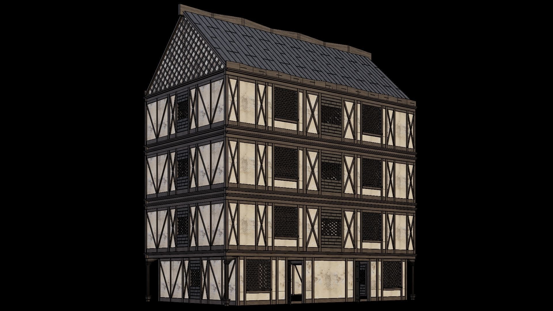 Medieval Houses Pack 41-42-43-44-45 - 4K Textures Game Ready Low-poly 3D model_70