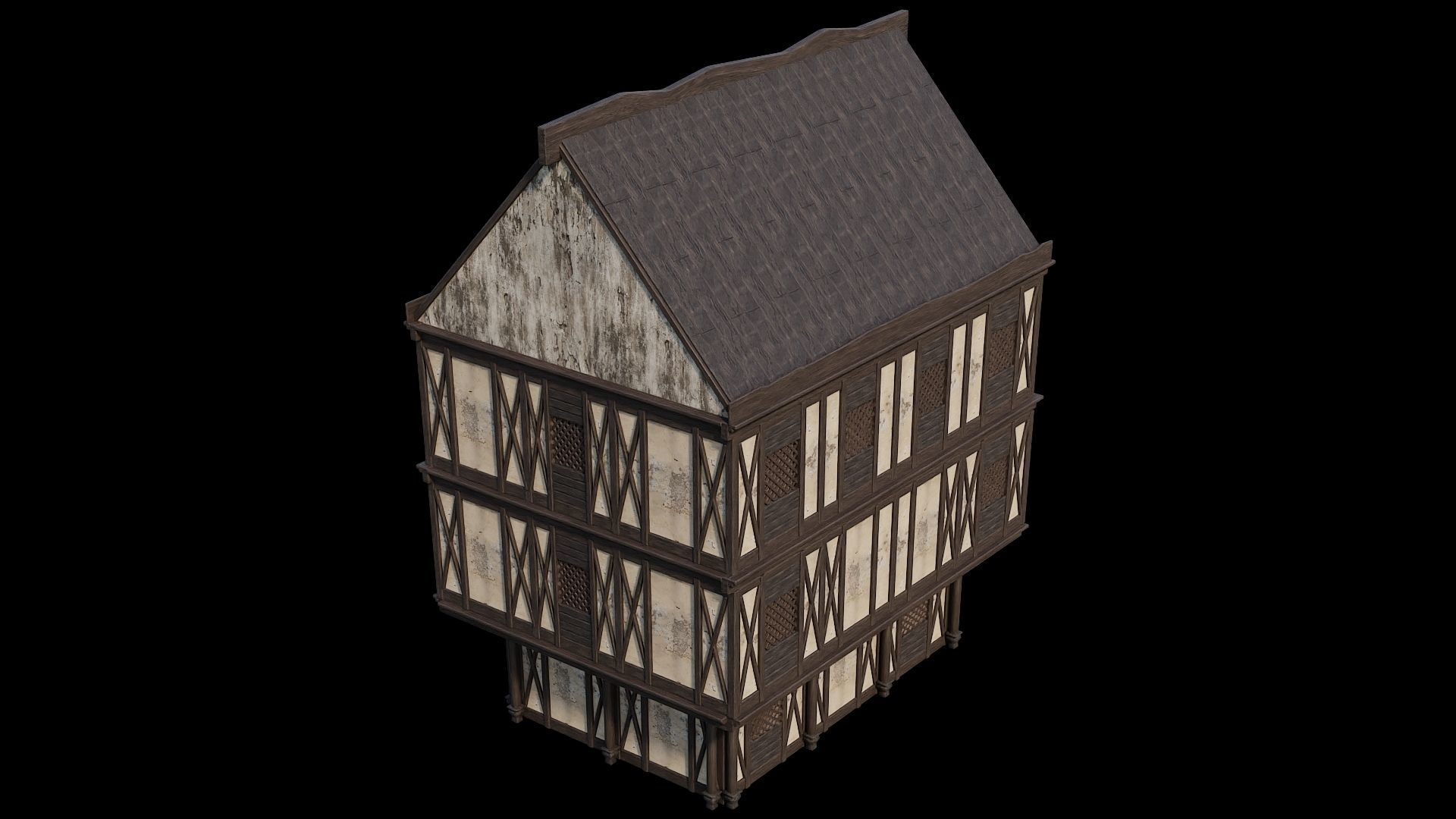 Medieval Houses Pack 41-42-43-44-45 - 4K Textures Game Ready Low-poly 3D model_55