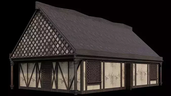 Medieval Houses Pack 41-42-43-44-45 - 4K Textures Game Ready Low-poly 3D model 7