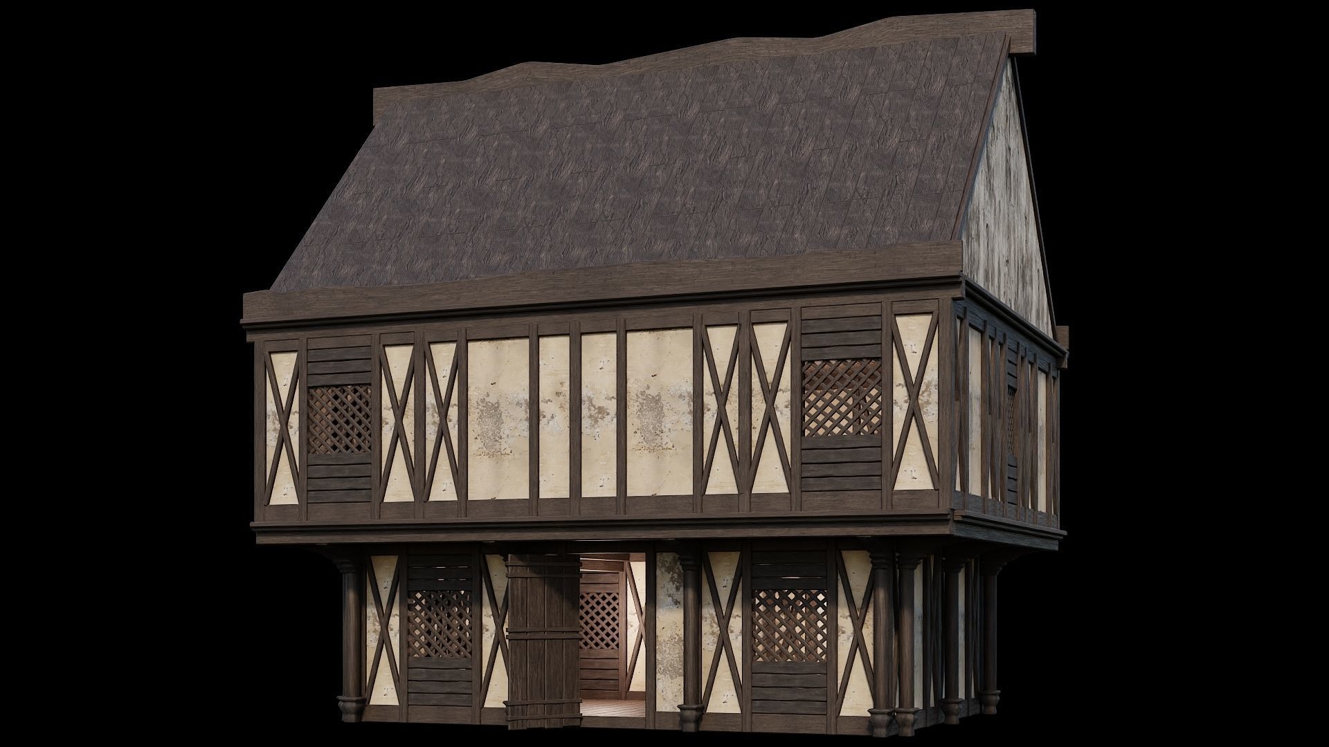 Medieval Houses Pack 41-42-43-44-45 - 4K Textures Game Ready Low-poly 3D model_39