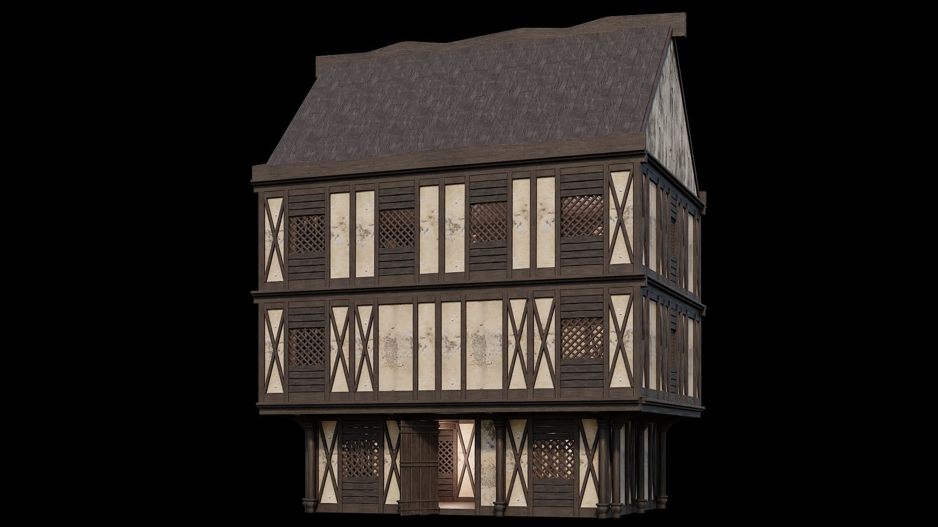 Medieval Houses Pack 41-42-43-44-45 - 4K Textures Game Ready Low-poly 3D model_52