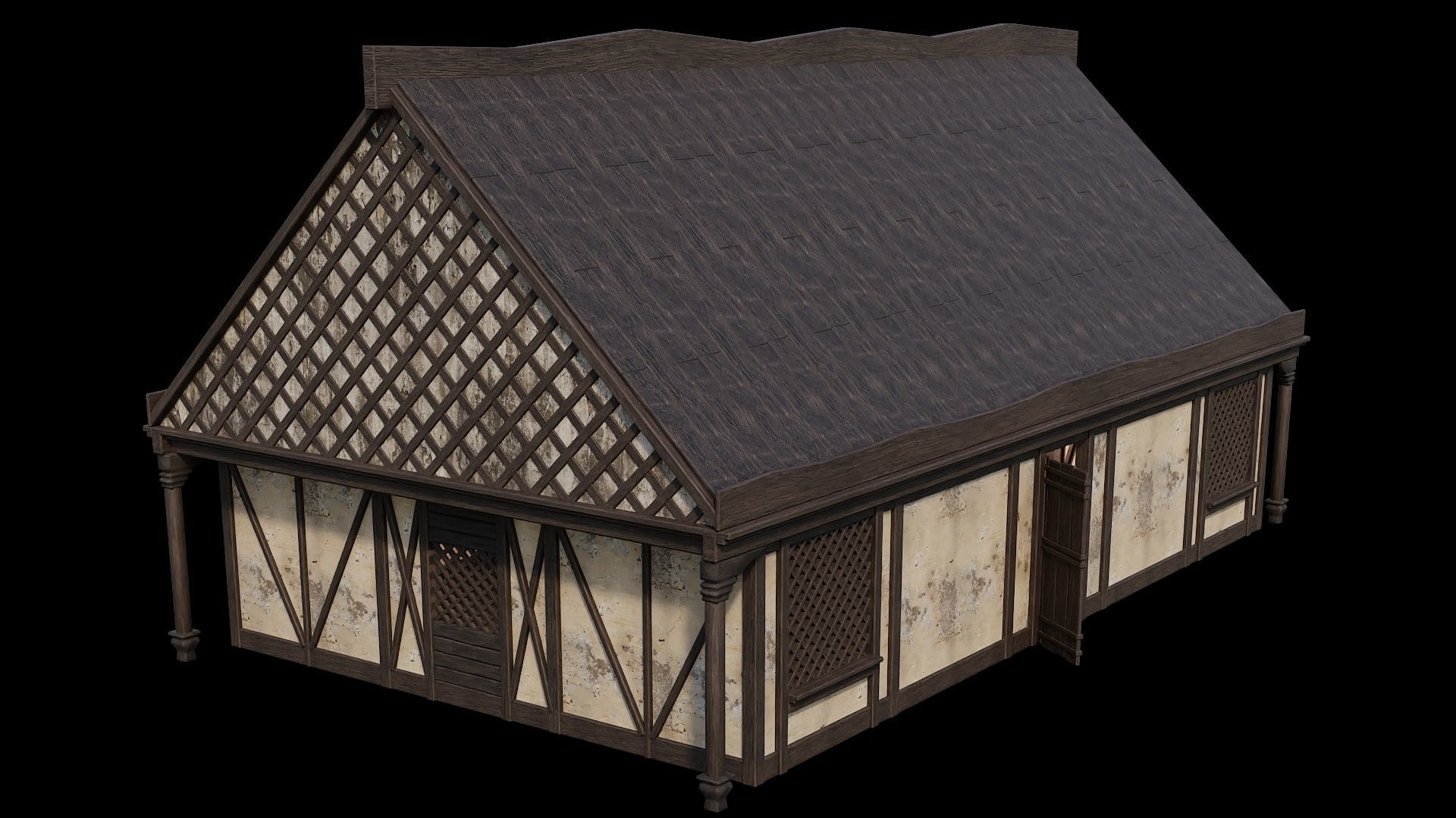 Medieval Houses Pack 41-42-43-44-45 - 4K Textures Game Ready Low-poly 3D model_14