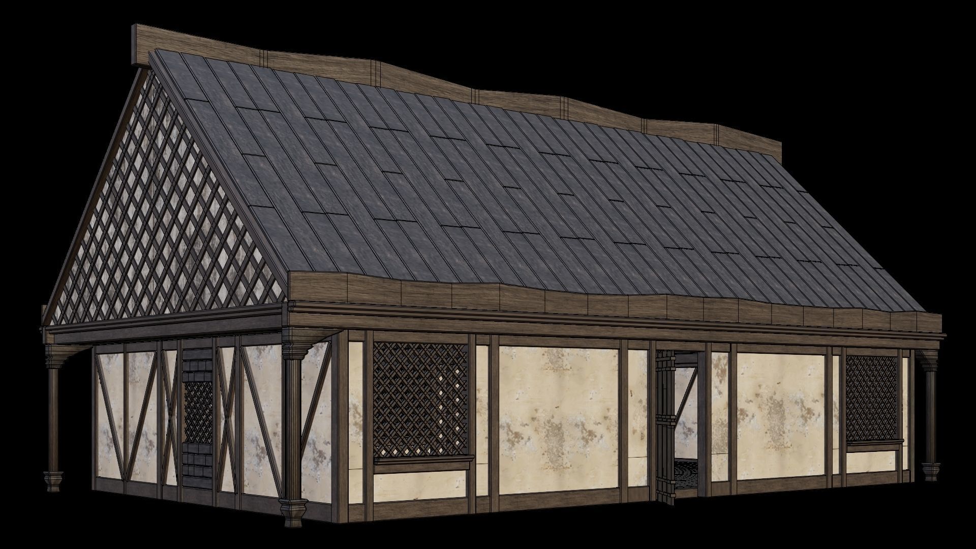 Medieval Houses Pack 41-42-43-44-45 - 4K Textures Game Ready Low-poly 3D model_18