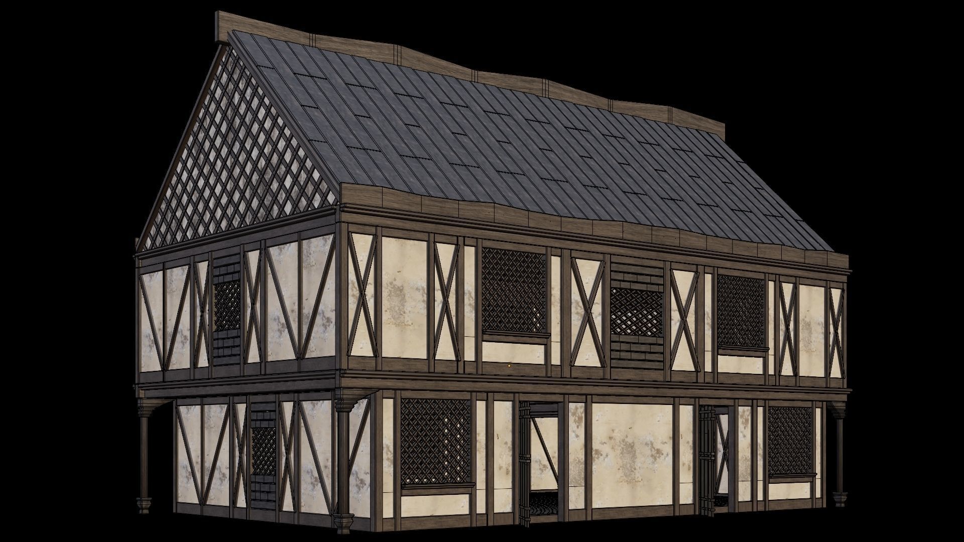 Medieval Houses Pack 41-42-43-44-45 - 4K Textures Game Ready Low-poly 3D model_31