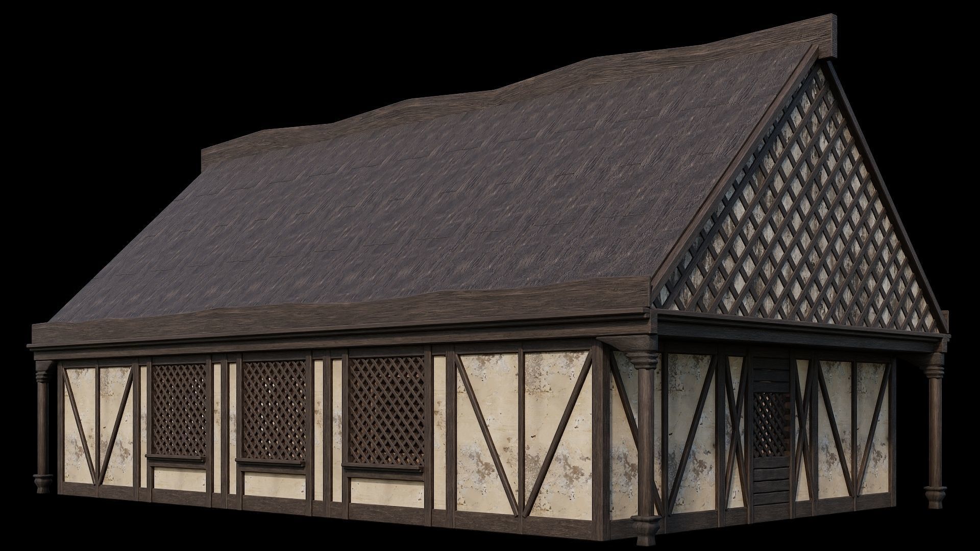 Medieval Houses Pack 41-42-43-44-45 - 4K Textures Game Ready Low-poly 3D model_7