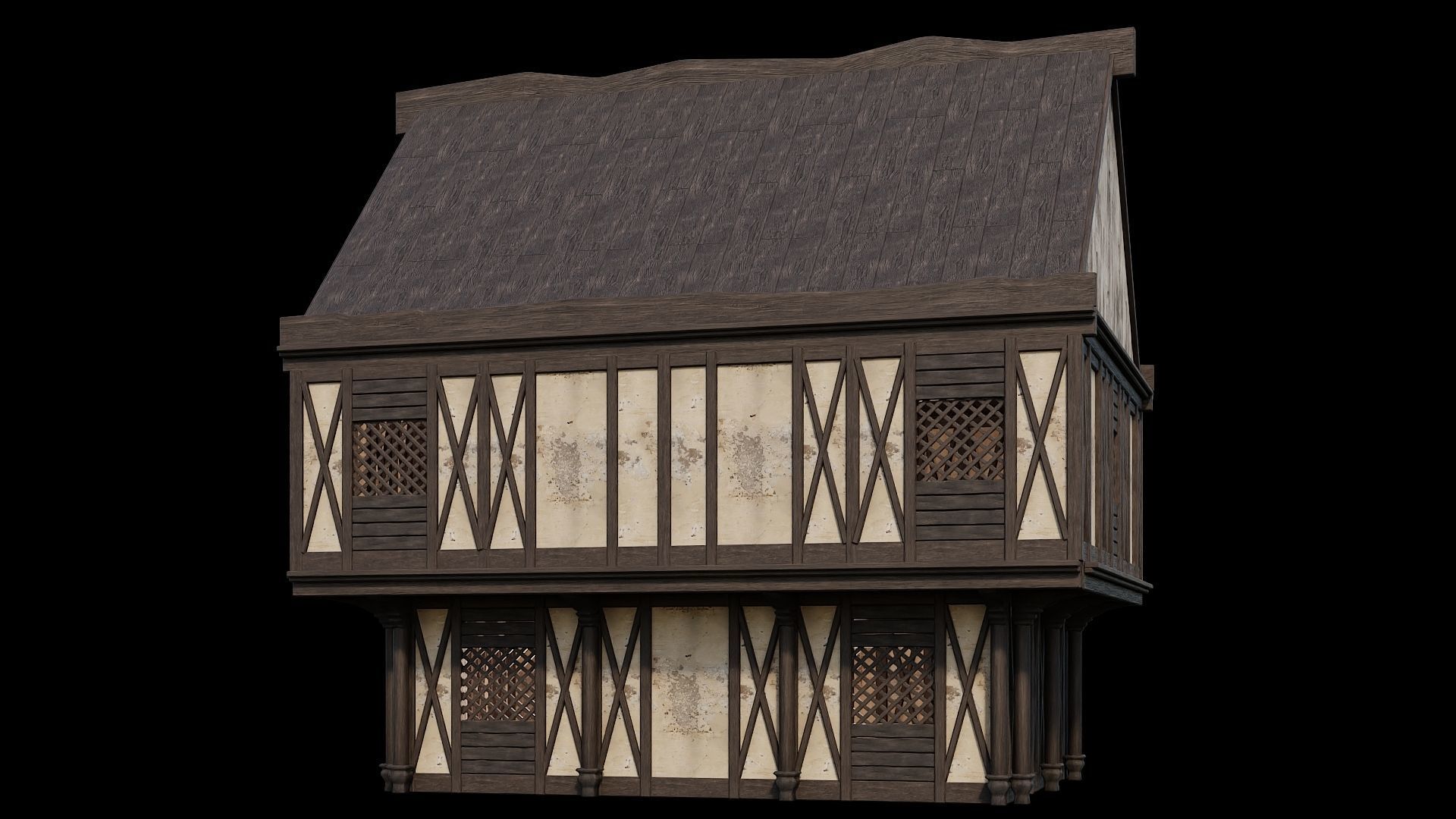 Medieval Houses Pack 41-42-43-44-45 - 4K Textures Game Ready Low-poly 3D model_38