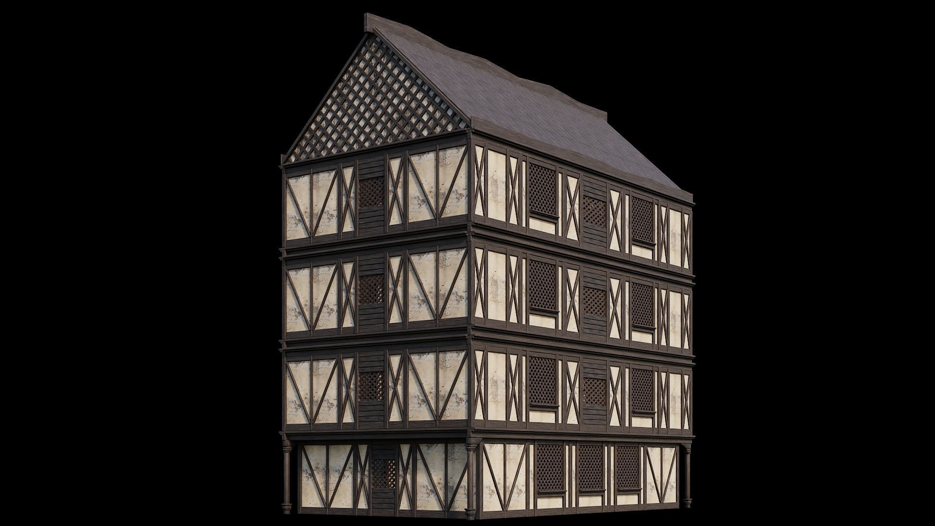 Medieval Houses Pack 41-42-43-44-45 - 4K Textures Game Ready Low-poly 3D model_60