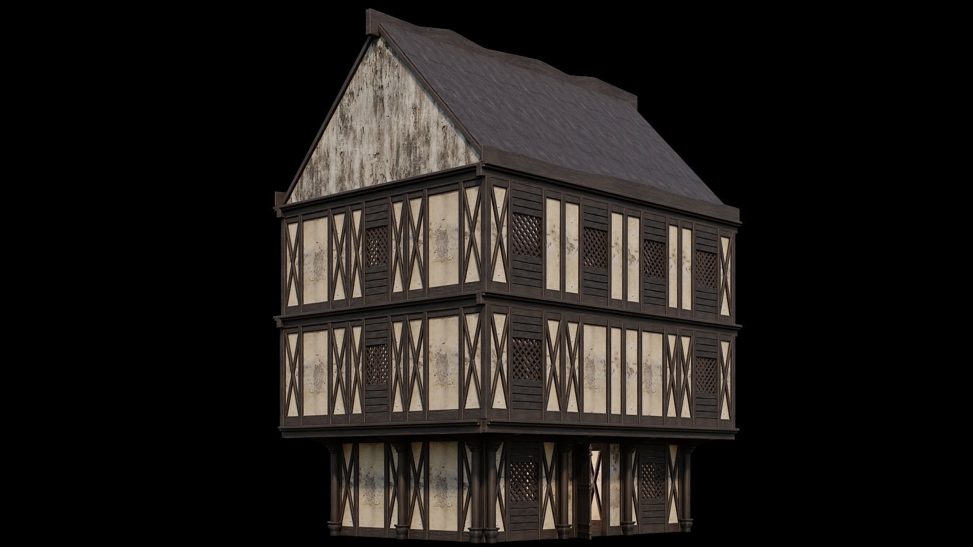 Medieval Houses Pack 41-42-43-44-45 - 4K Textures Game Ready Low-poly 3D model_45