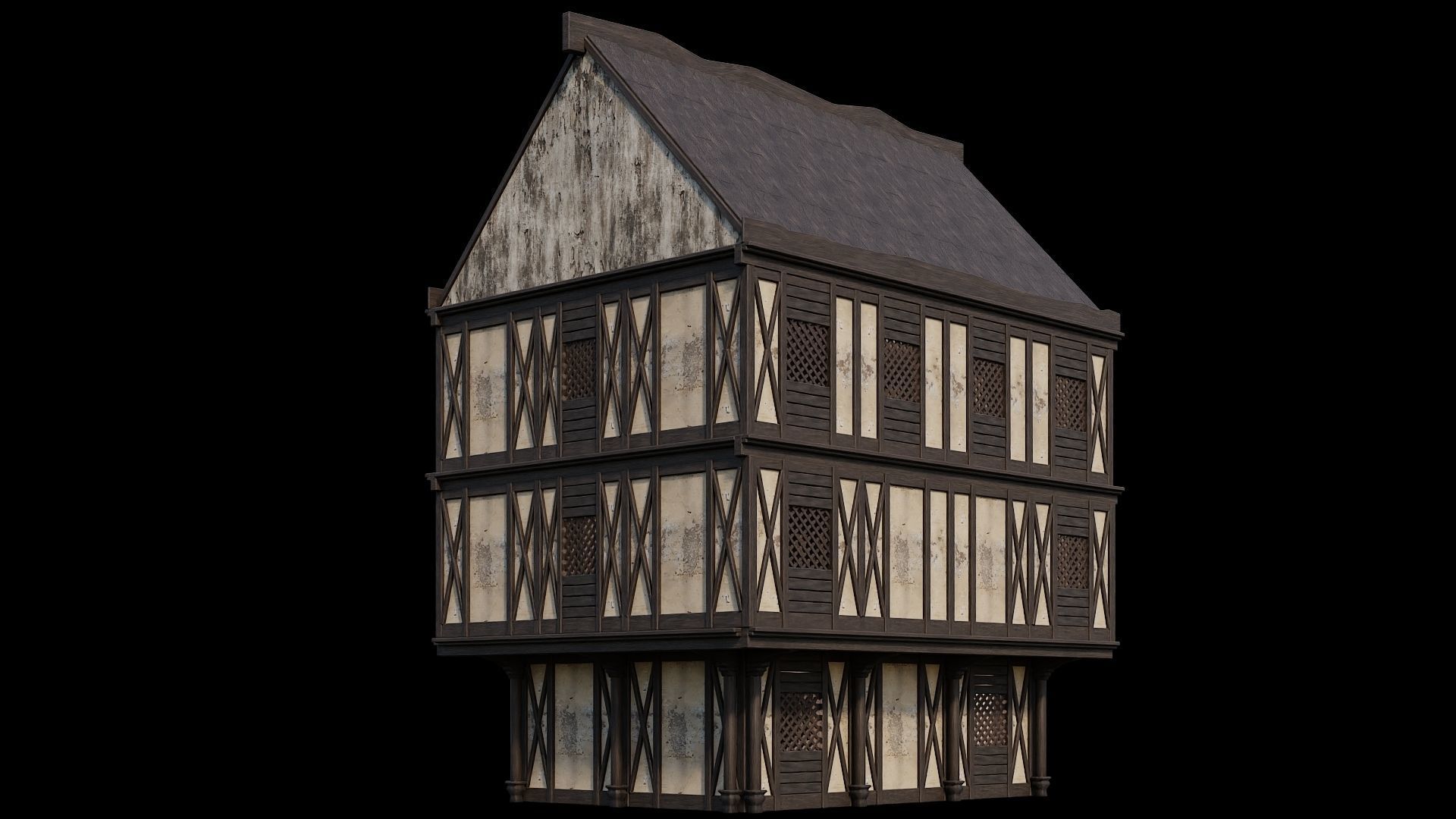 Medieval Houses Pack 41-42-43-44-45 - 4K Textures Game Ready Low-poly 3D model_47