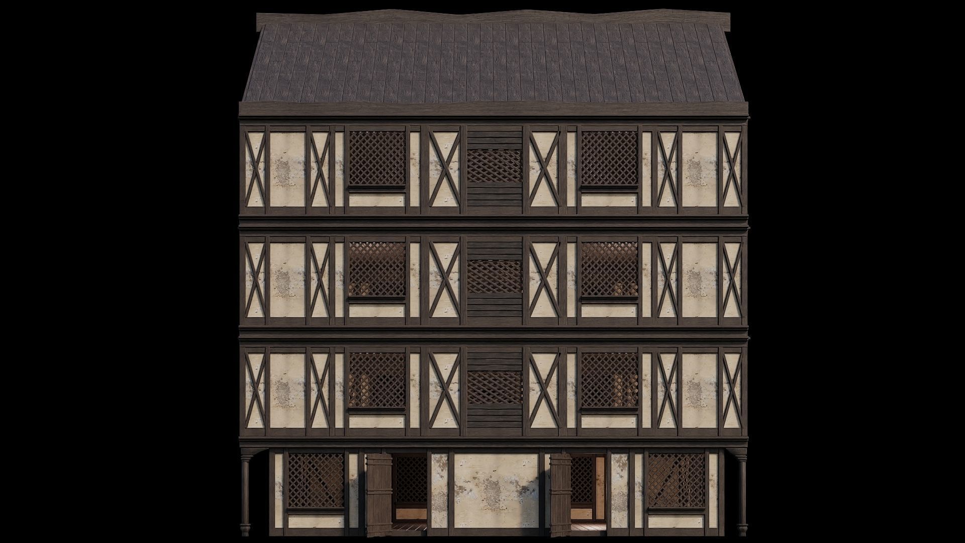 Medieval Houses Pack 41-42-43-44-45 - 4K Textures Game Ready Low-poly 3D model_62