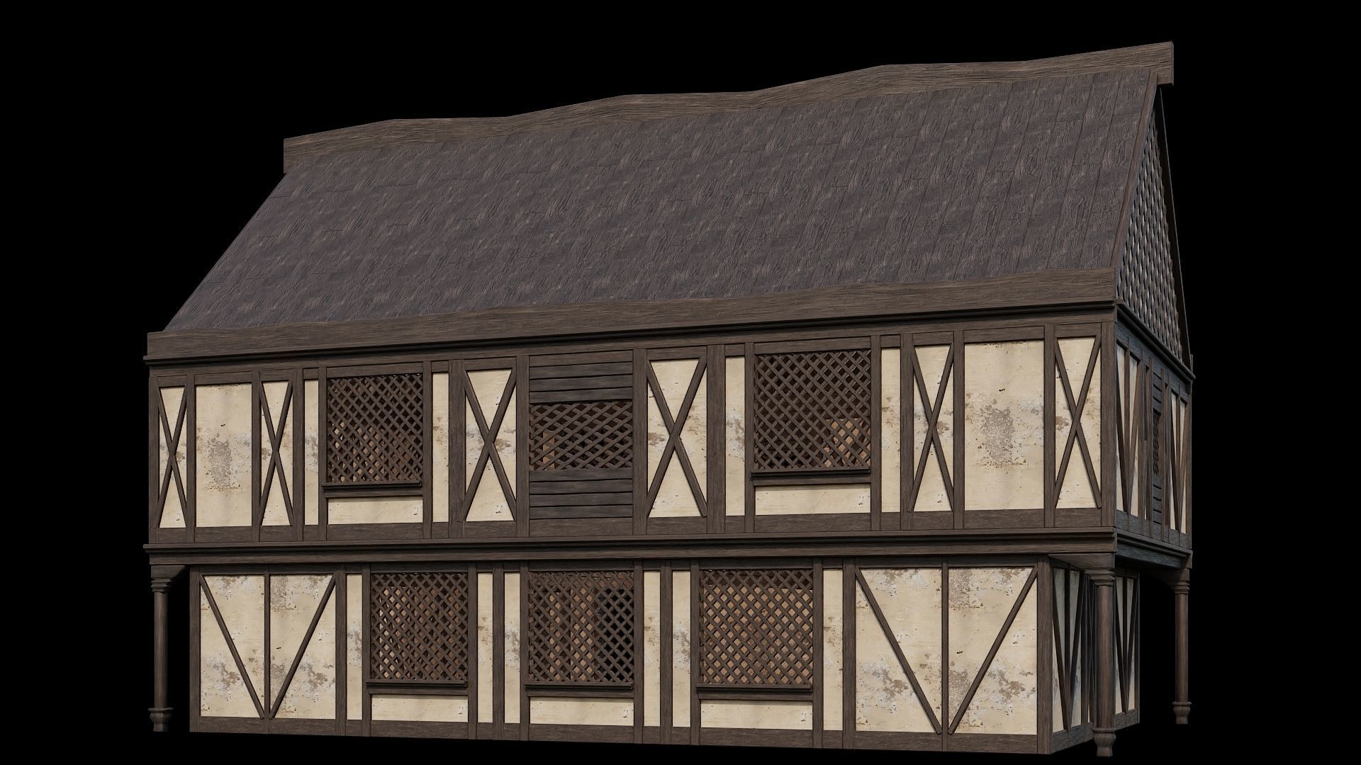 Medieval Houses Pack 41-42-43-44-45 - 4K Textures Game Ready Low-poly 3D model_25