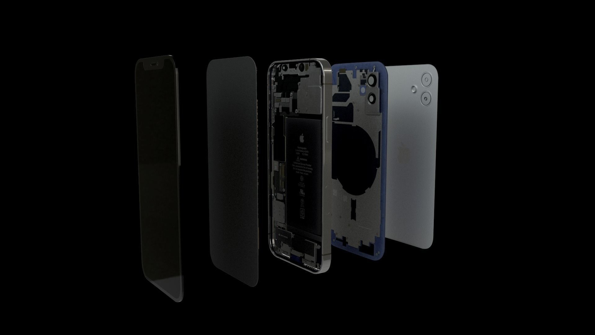iPhone 12 by Apple with internal components and circuit 3D model 3D model_2