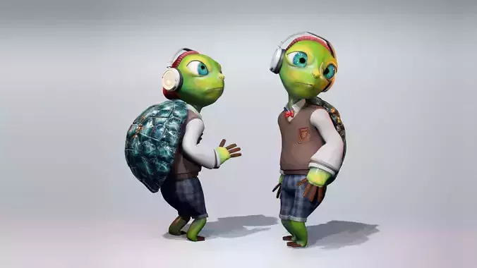 Turtle Character Rigged Cartoon Stylize 3D model Low-poly 3D model