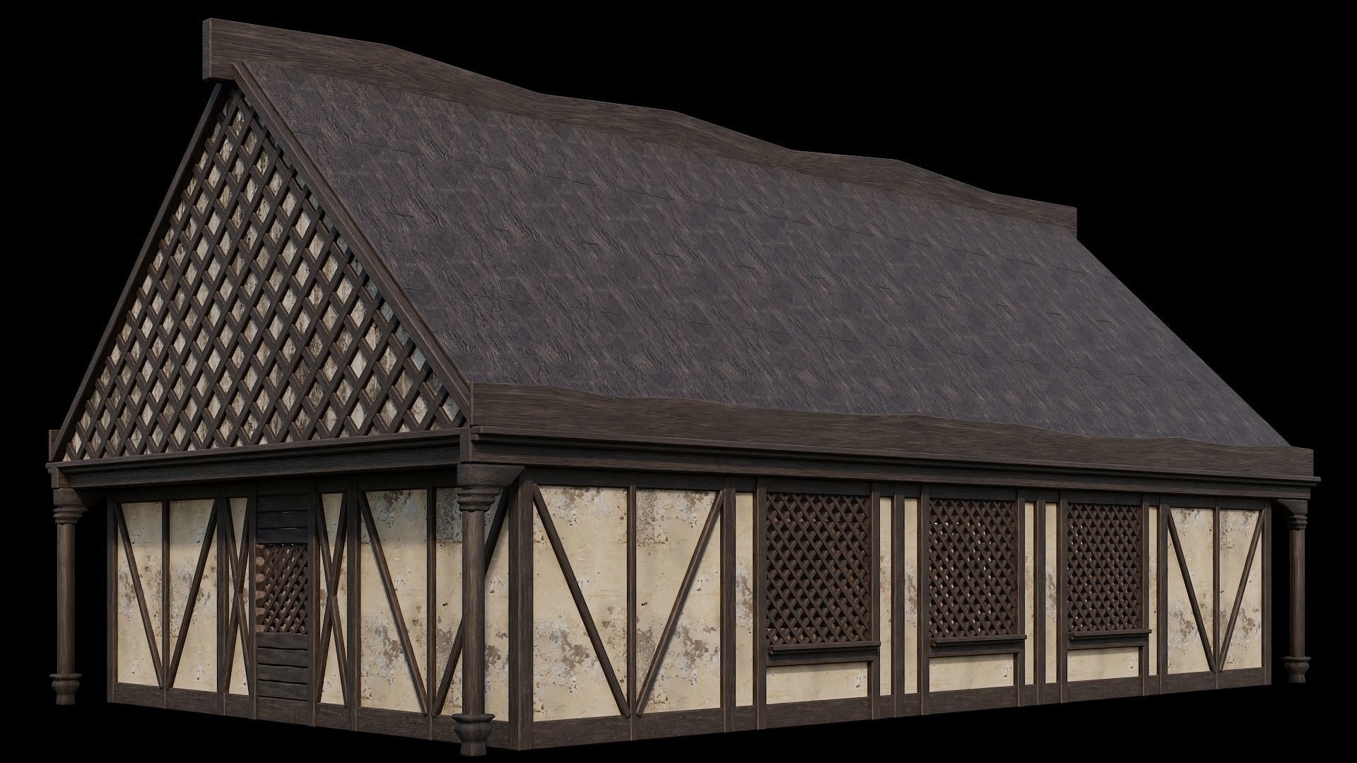 Medieval Houses 41- 4K Textures Game Ready Low-poly 3D model_9