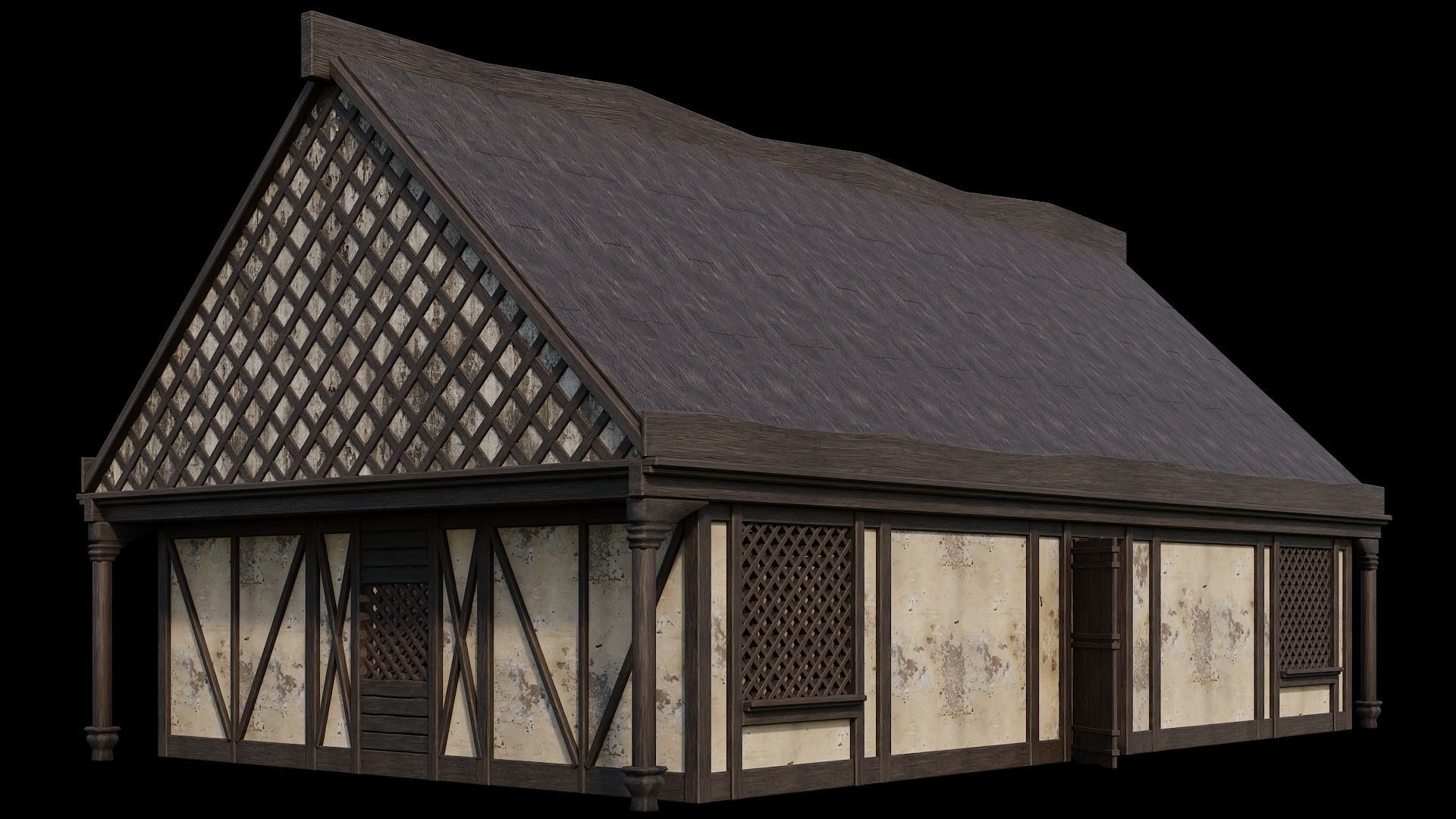 Medieval Houses 41- 4K Textures Game Ready Low-poly 3D model_1