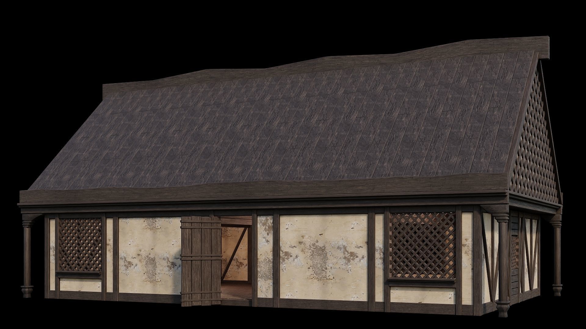 Medieval Houses 41- 4K Textures Game Ready Low-poly 3D model_12