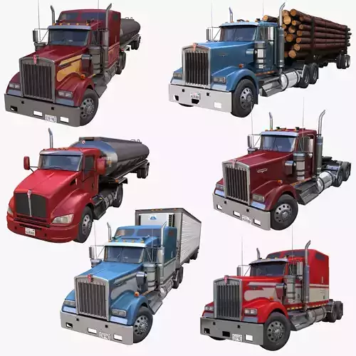 Kenworth semitruck 3D Model Collection