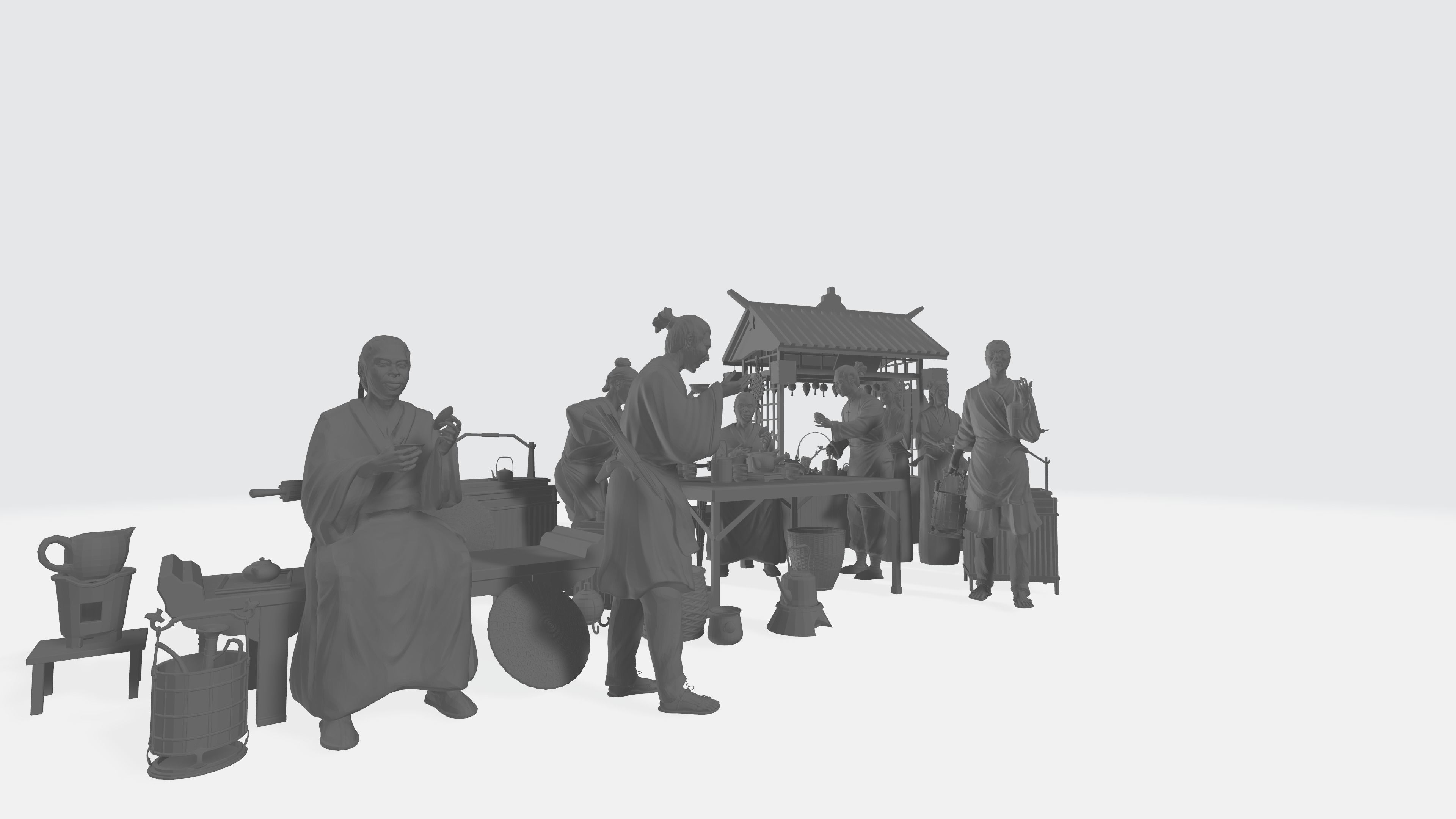 Chinese Retro Grocery Stall 3D Print Model 3D model_5