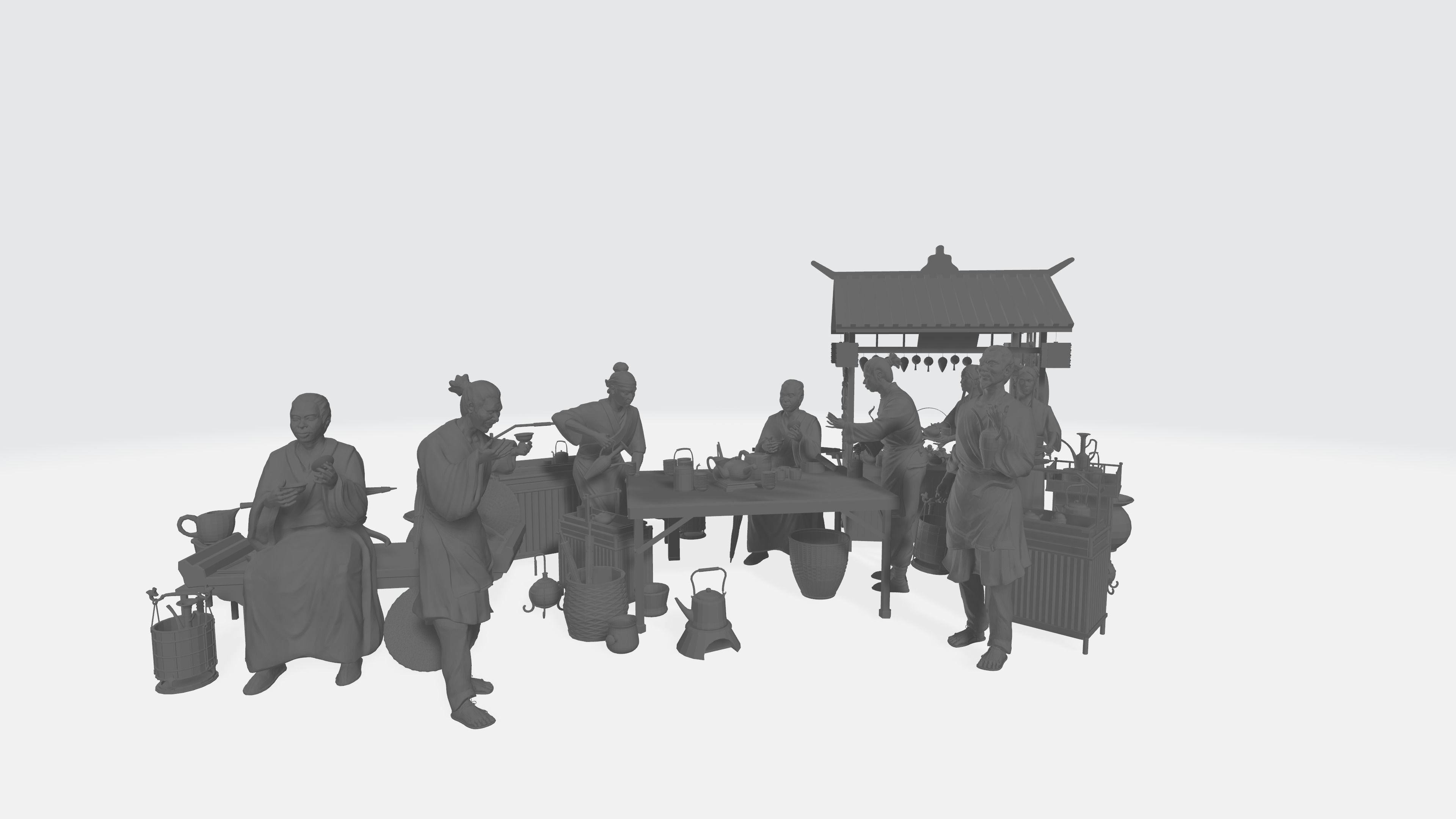 Chinese Retro Grocery Stall 3D Print Model 3D model_4