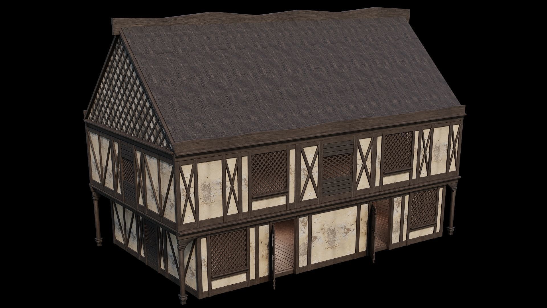 Medieval Houses 42- 4K Textures Game Ready Low-poly 3D model_13