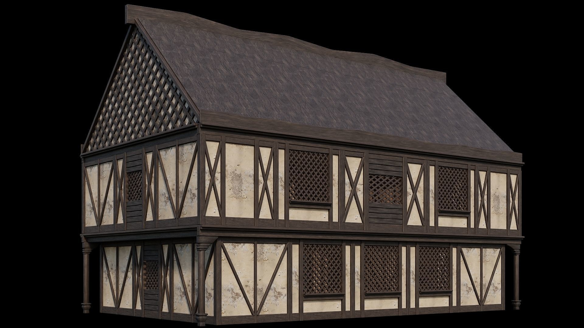 Medieval Houses 42- 4K Textures Game Ready Low-poly 3D model_10
