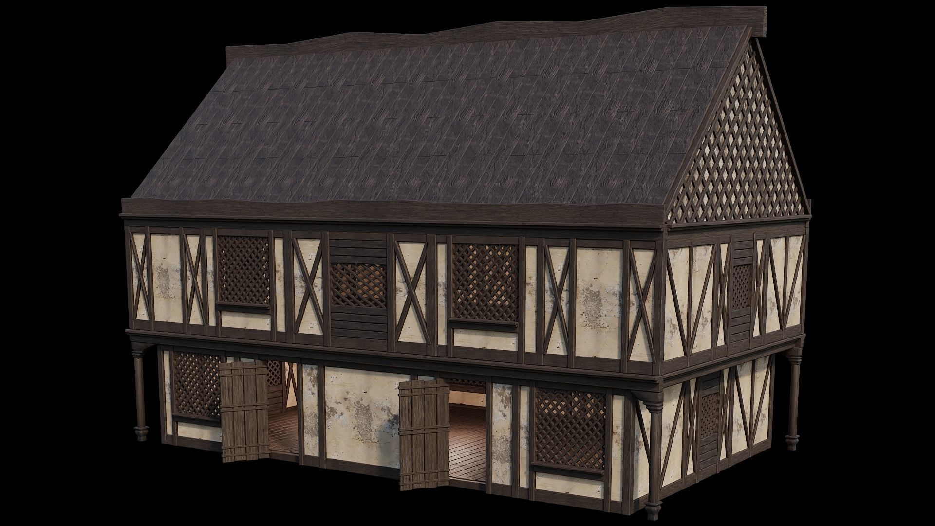 Medieval Houses 42- 4K Textures Game Ready Low-poly 3D model_8
