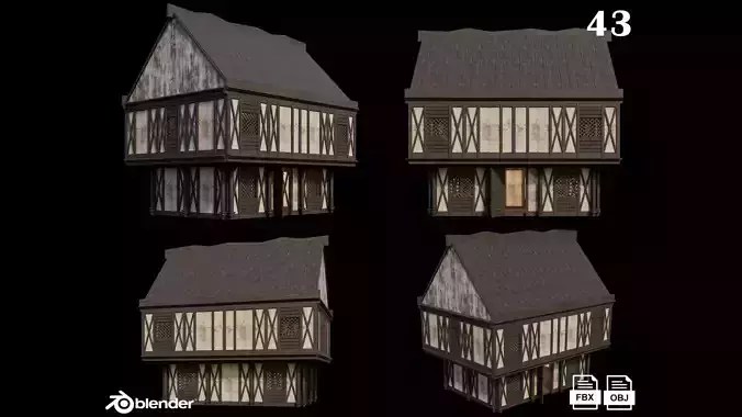 Medieval Houses 43- 4K Textures Game Ready Low-poly 3D model
