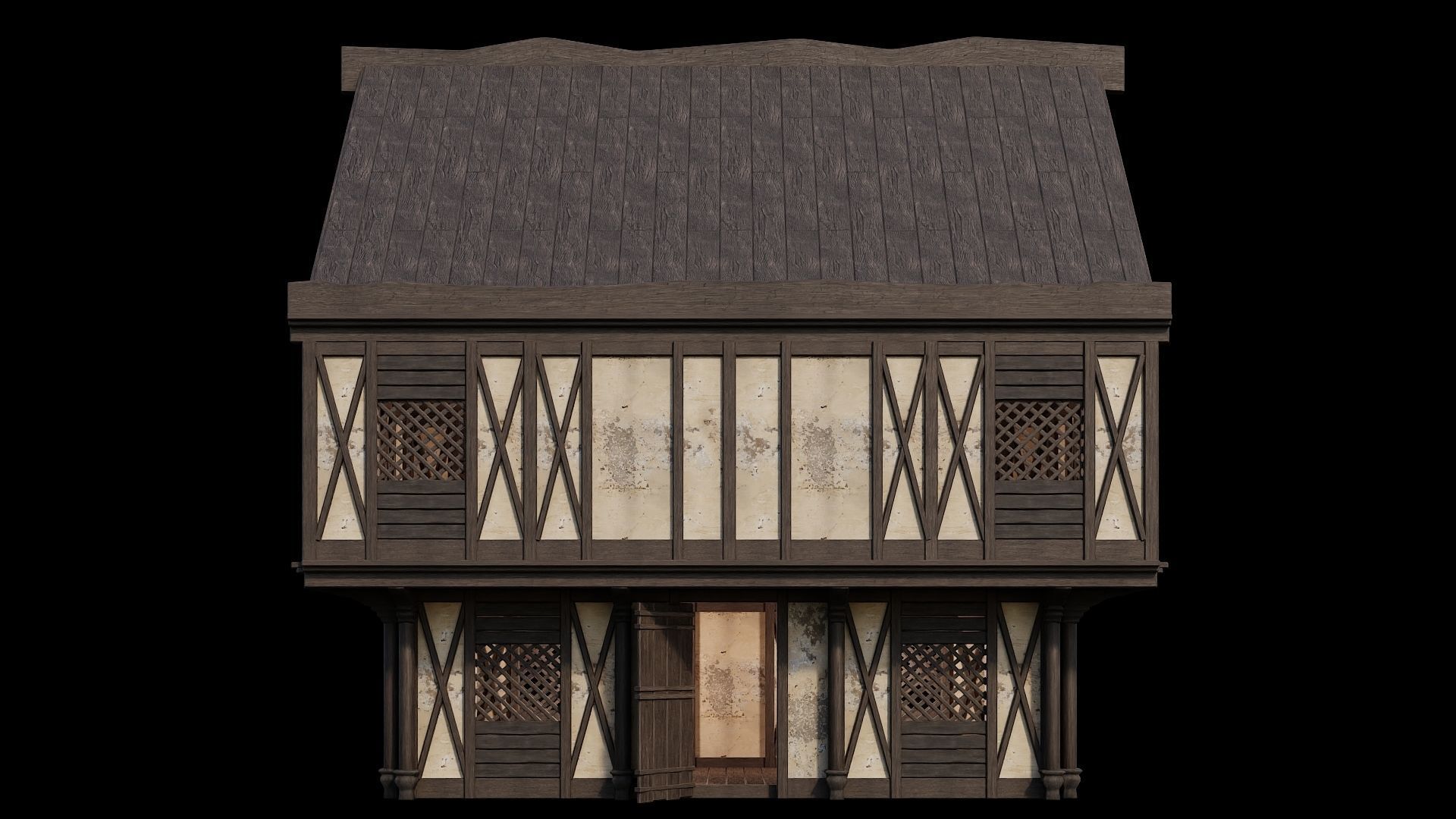 Medieval Houses 43- 4K Textures Game Ready Low-poly 3D model_3