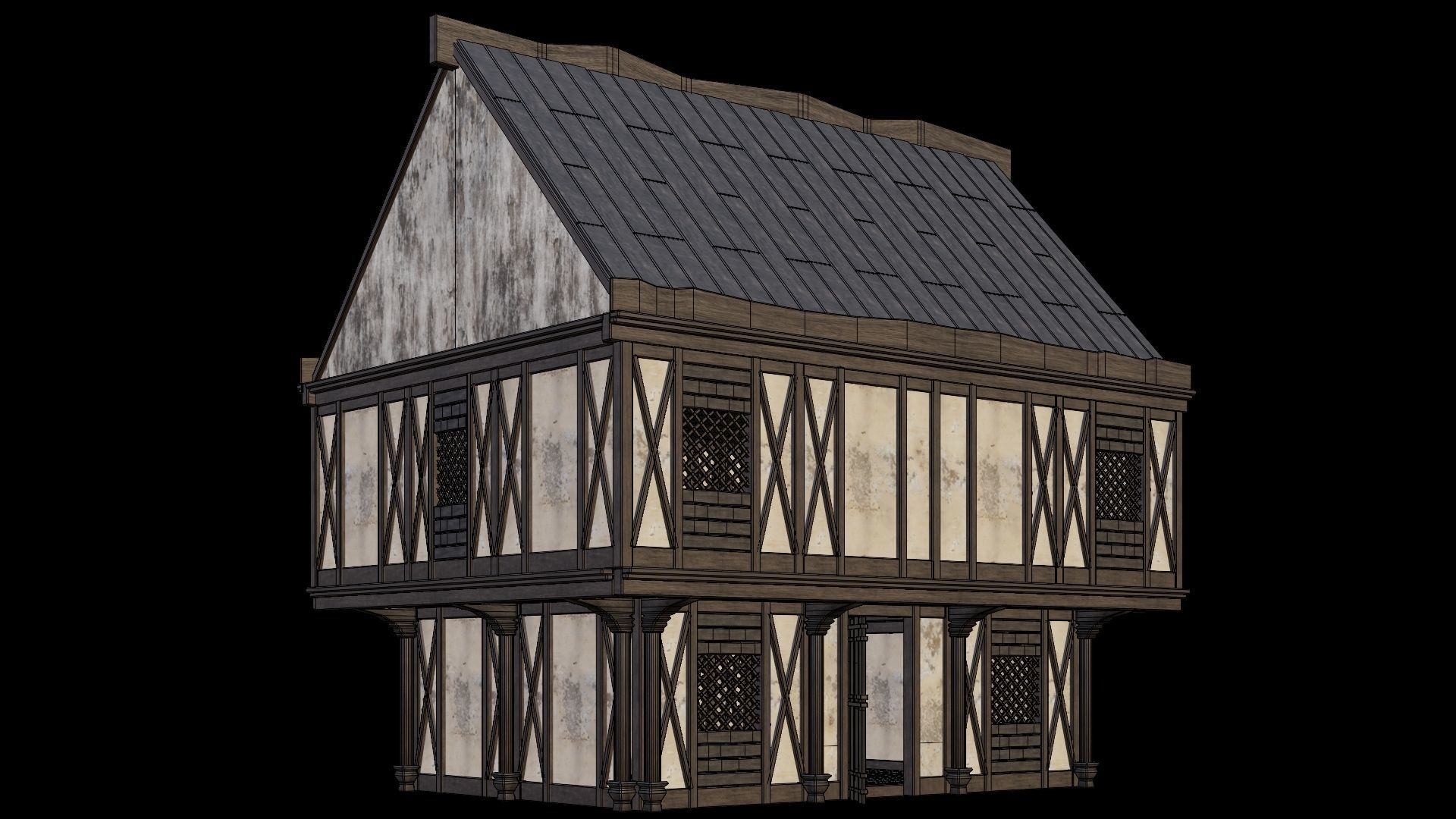 Medieval Houses 43- 4K Textures Game Ready Low-poly 3D model_4