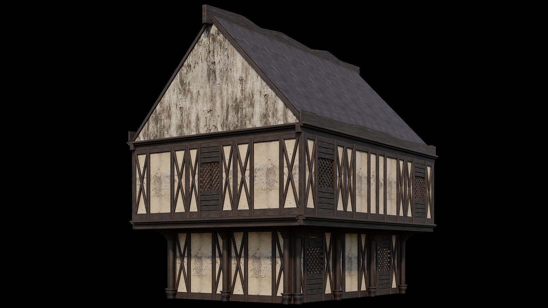 Medieval Houses 43- 4K Textures Game Ready Low-poly 3D model_7