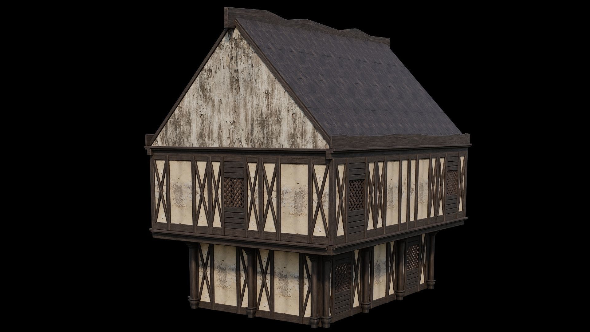 Medieval Houses 43- 4K Textures Game Ready Low-poly 3D model_9