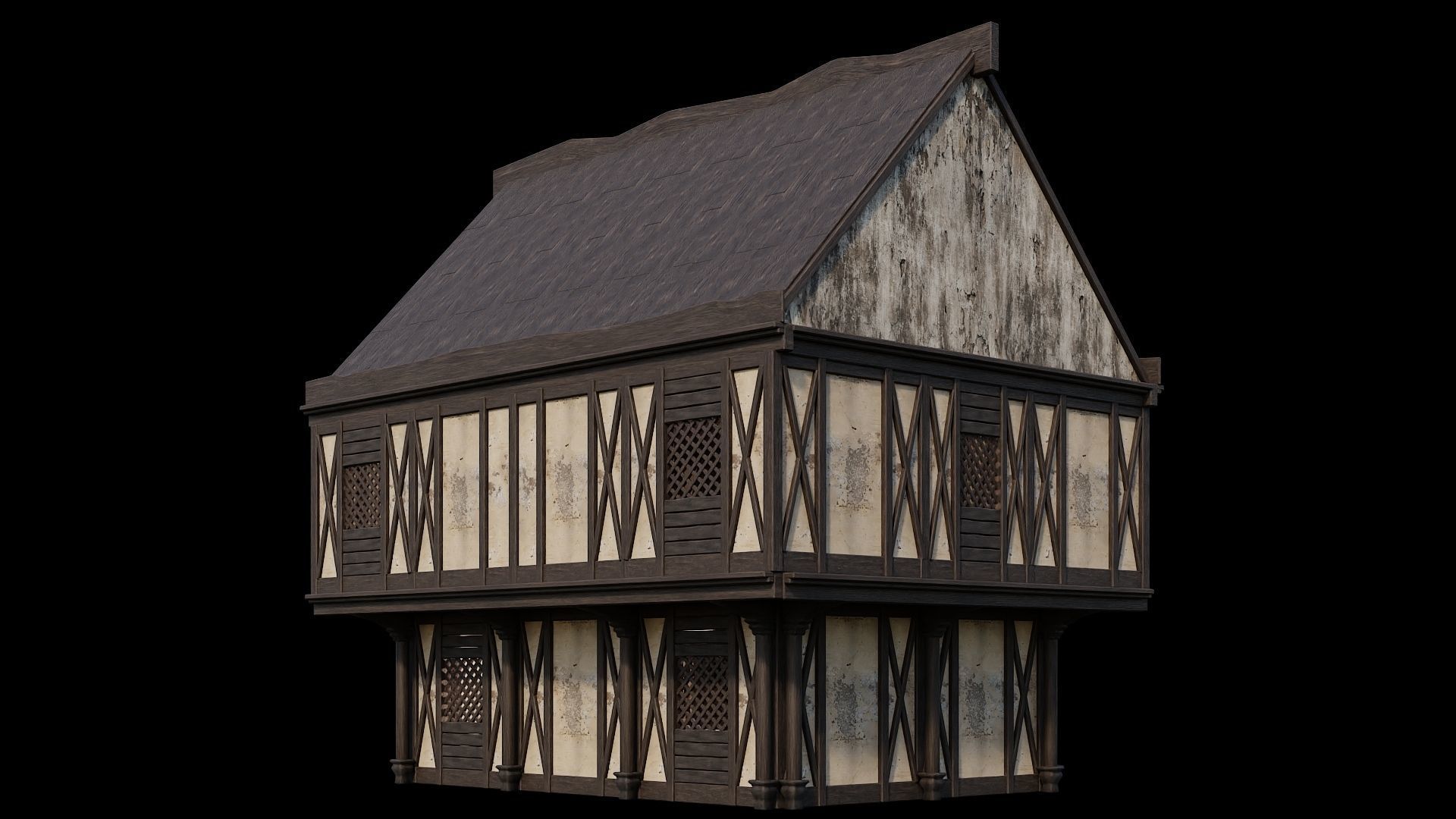Medieval Houses 43- 4K Textures Game Ready Low-poly 3D model_6