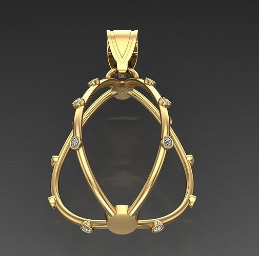 necklace egg pendant with gold and diamonds 3D print model