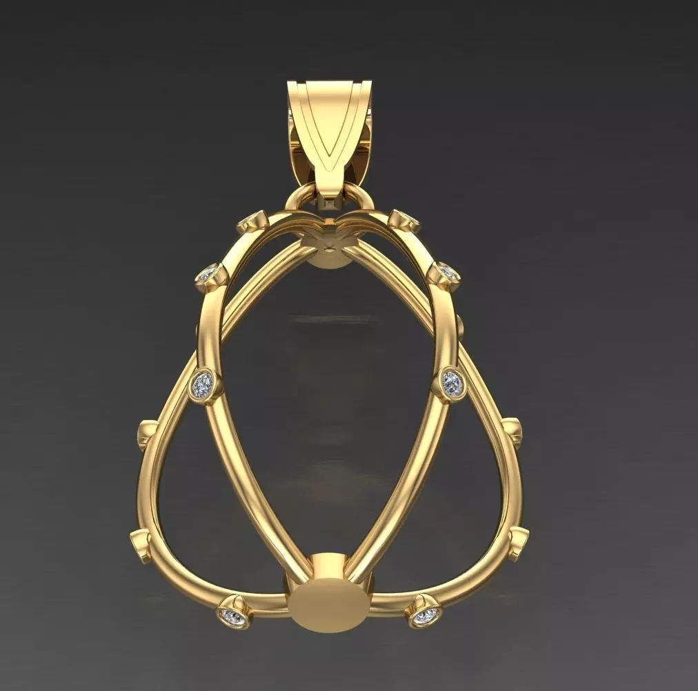 necklace egg pendant with gold and diamonds 3D print model