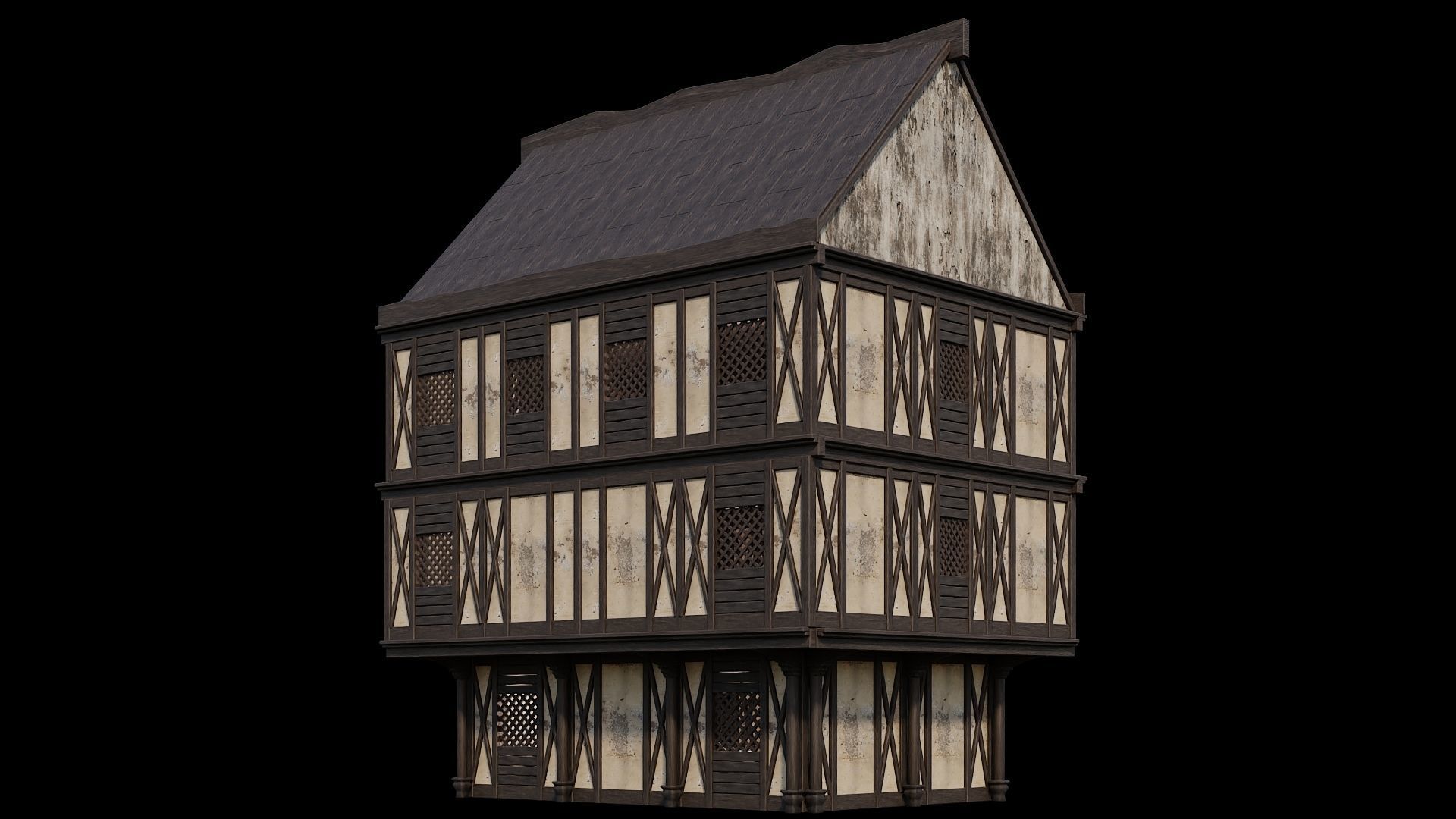 Medieval Houses 44- 4K Textures Game Ready Low-poly 3D model_8