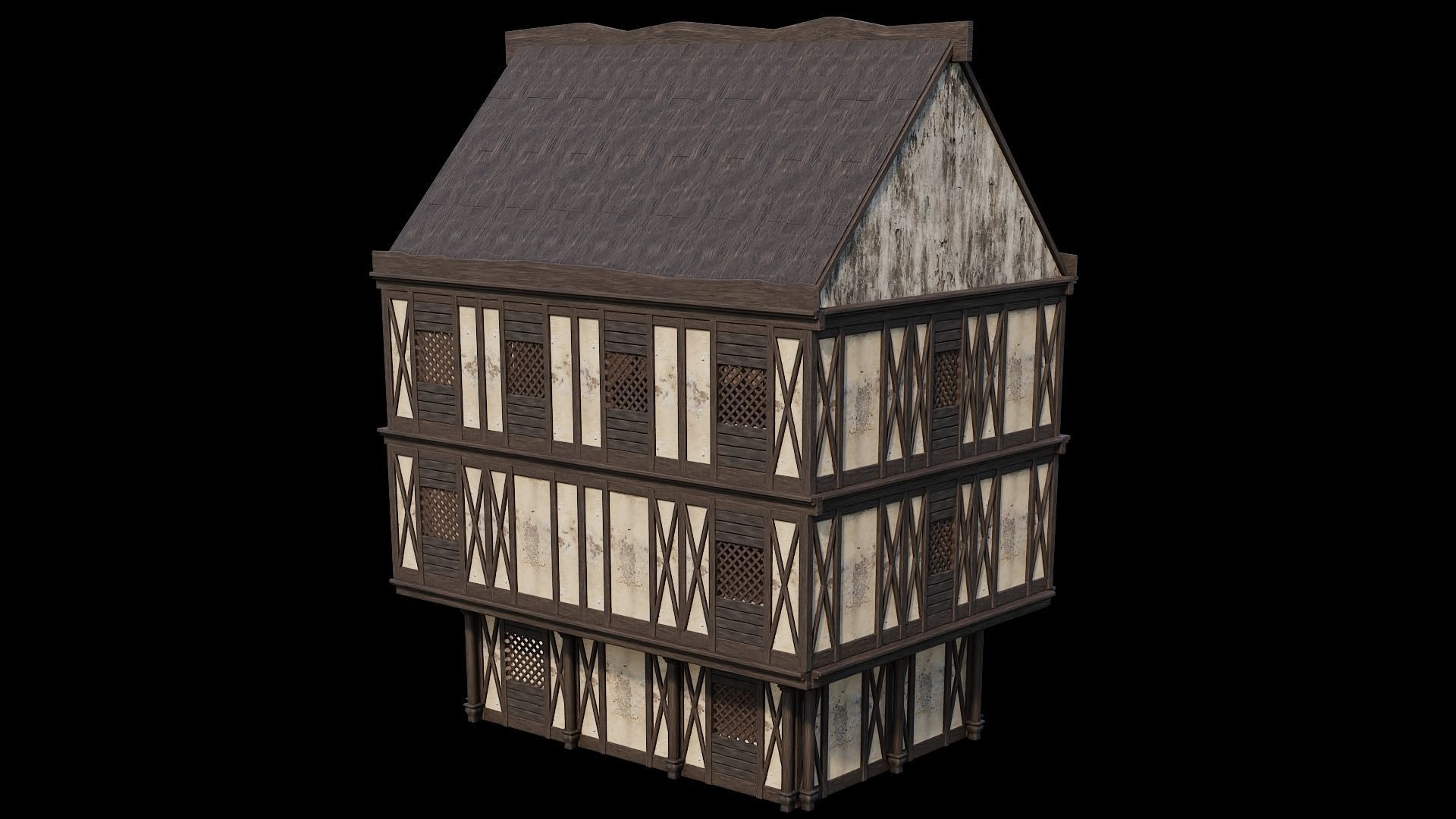 Medieval Houses 44- 4K Textures Game Ready Low-poly 3D model_7