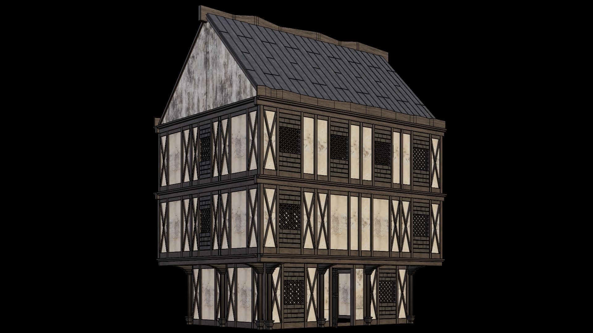 Medieval Houses 44- 4K Textures Game Ready Low-poly 3D model_3