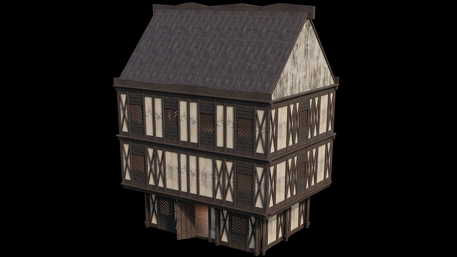 Medieval Houses 44- 4K Textures Game Ready Low-poly 3D model_6